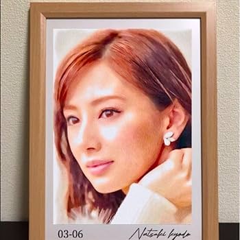 Amazon.co.jp: 女優画 肖像画 水彩、色鉛筆、パステル 額縁寸法340ミリ